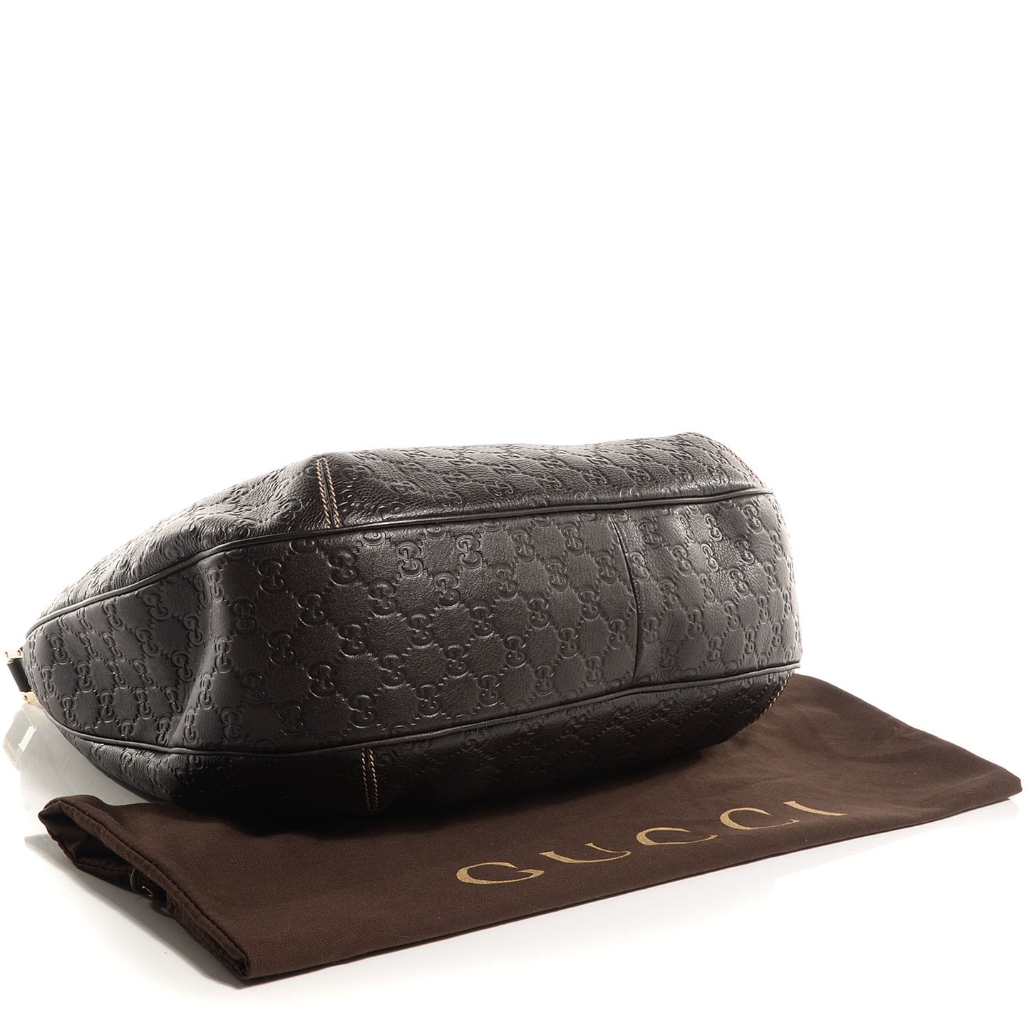 Guccissima Large New Ladies Web Hobo Dark Brown