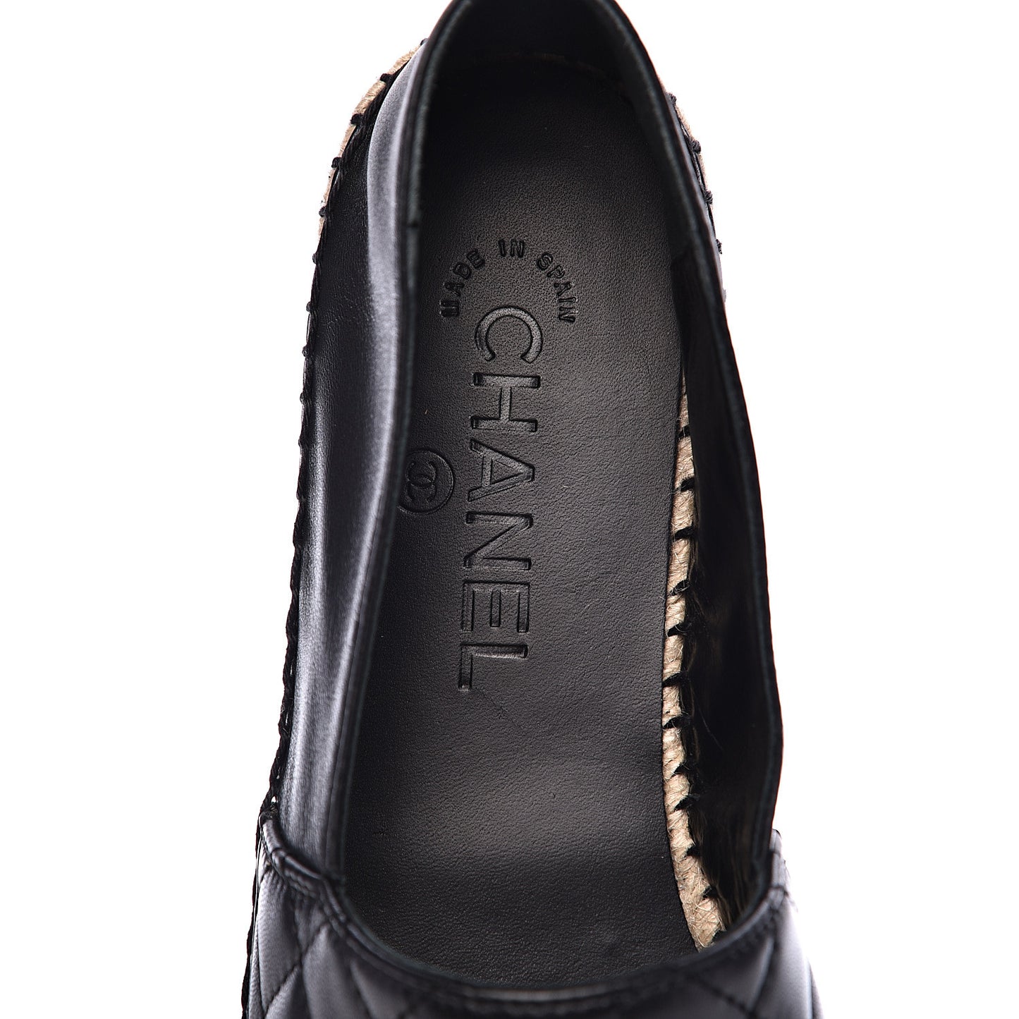 Lambskin Quilted CC Espadrilles 38 Black