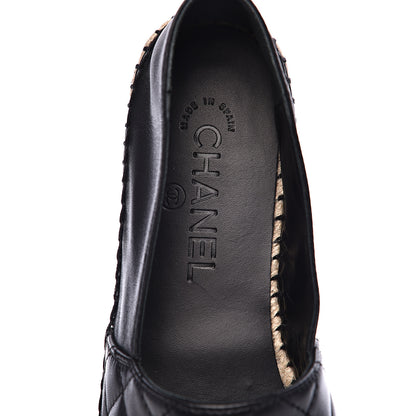 Chanel Lambskin Quilted CC Espadrilles 38 Black 6 of 10