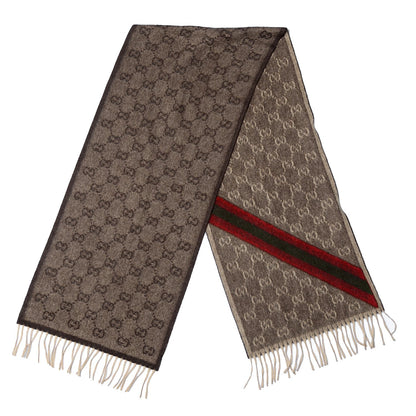Gucci Wool Angora Monogram Web Scarf Dark Brown 3 of 4