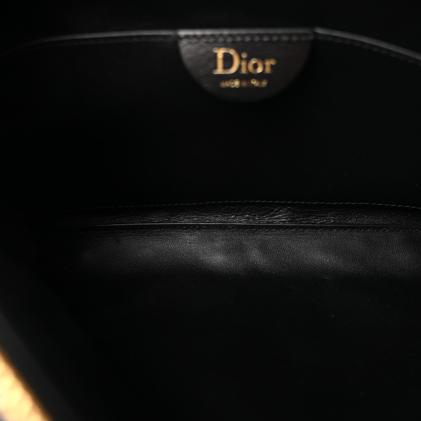 Calfskin Puffy Macrocannage Small Dior Crunchy Bag Black