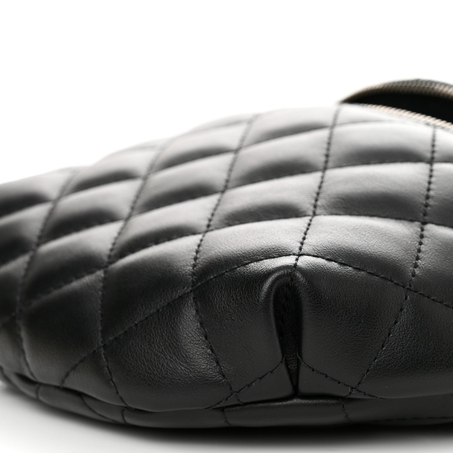Calfskin Quilted Waist Belt Bag Black