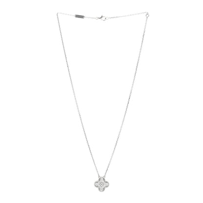 Van Cleef & Arpels 18K White Gold Diamond Vintage Alhambra Pendant Necklace 3 of 6