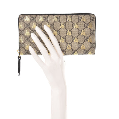 Gucci GG Supreme Monogram Bees Zip Around Wallet 9 of 14