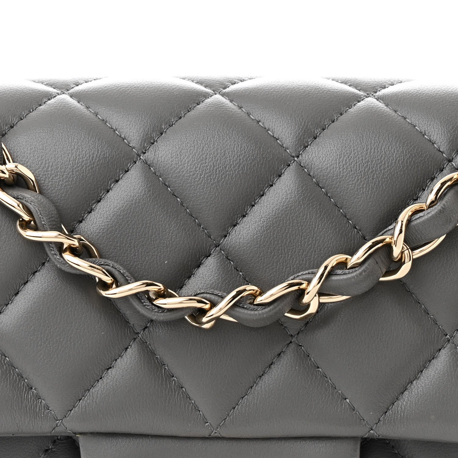 Chanel Lambskin Quilted Mini Rectangular Flap Dark Grey 8 of 11