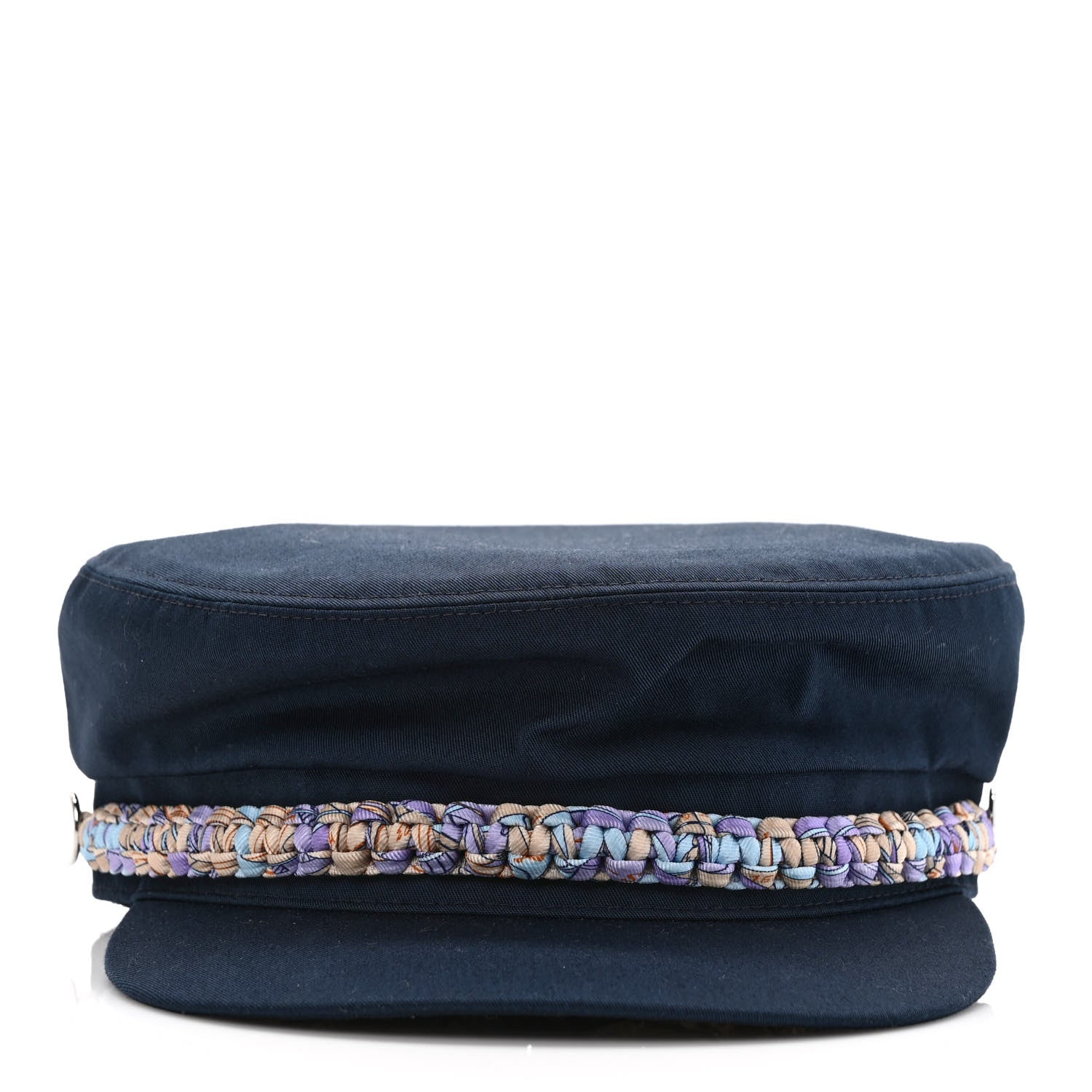 Hermes Cotton Silk Womens Deauville Cap 56 Marine Lilas 3 of 9