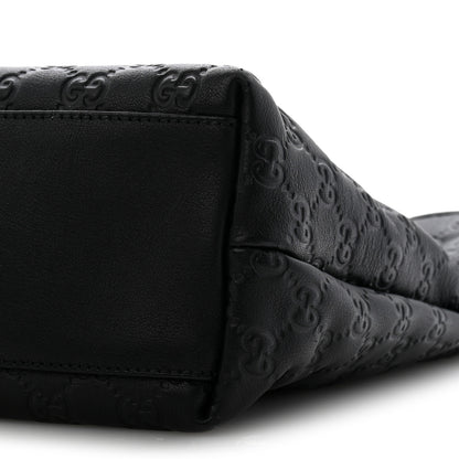 Gucci Guccissima Medium Zippered Shopping Tote Black 10 of 12
