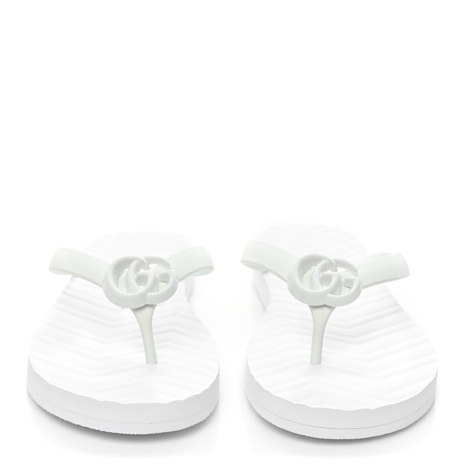 Gucci Rubber Chevron Mens GG Thong Flat Sandals 8 Great White 2 of 8