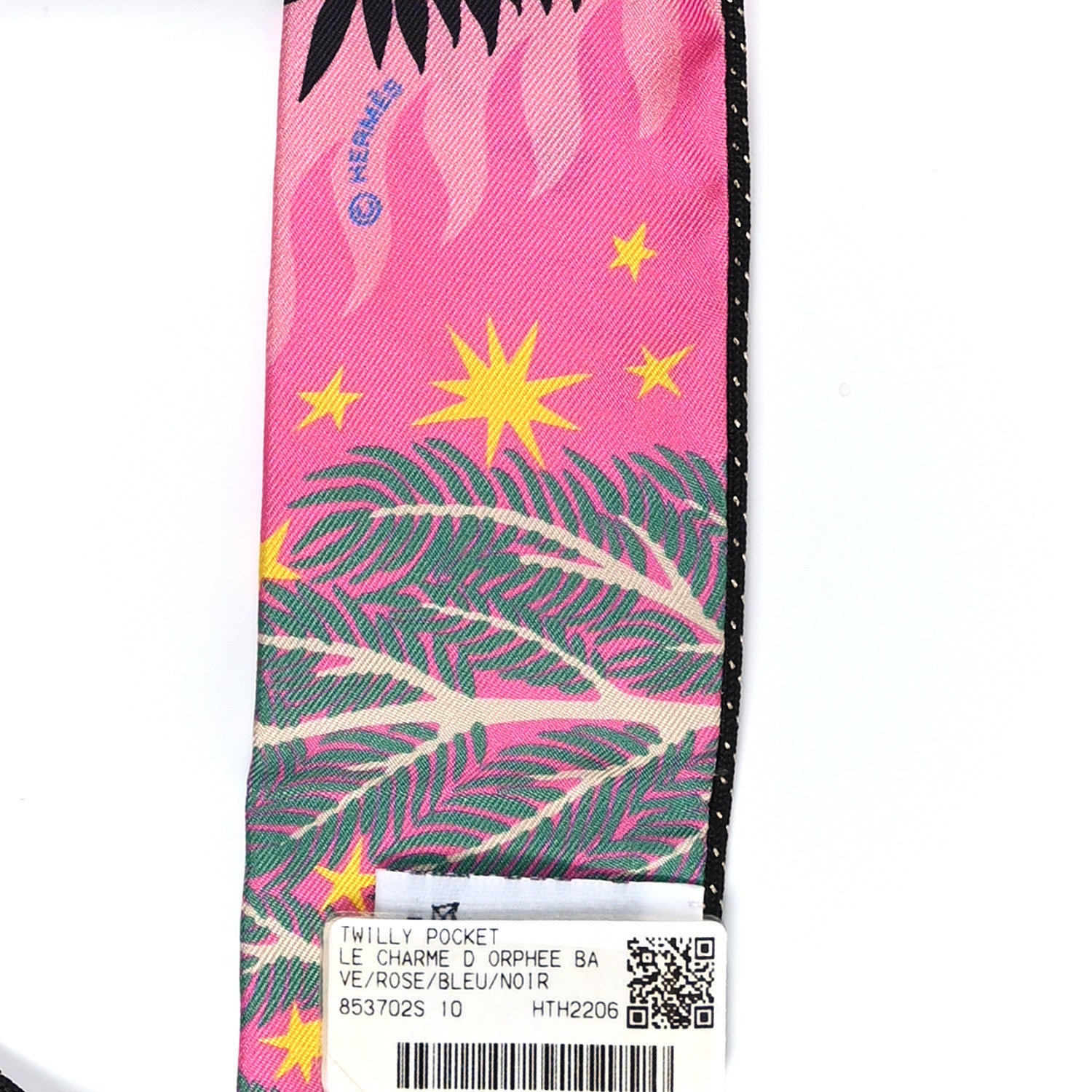 Hermes Silk Sous Le Charme D Orphee Baguette Twilly Rose Bleu Black 3 of 3