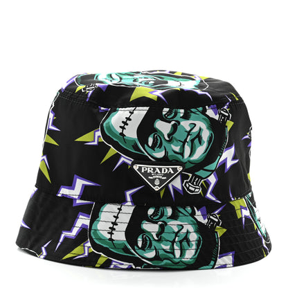 Prada X UNIVERSAL STUDIOS Nylon Frankenstein Print Bucket Hat L Black 7 of 16