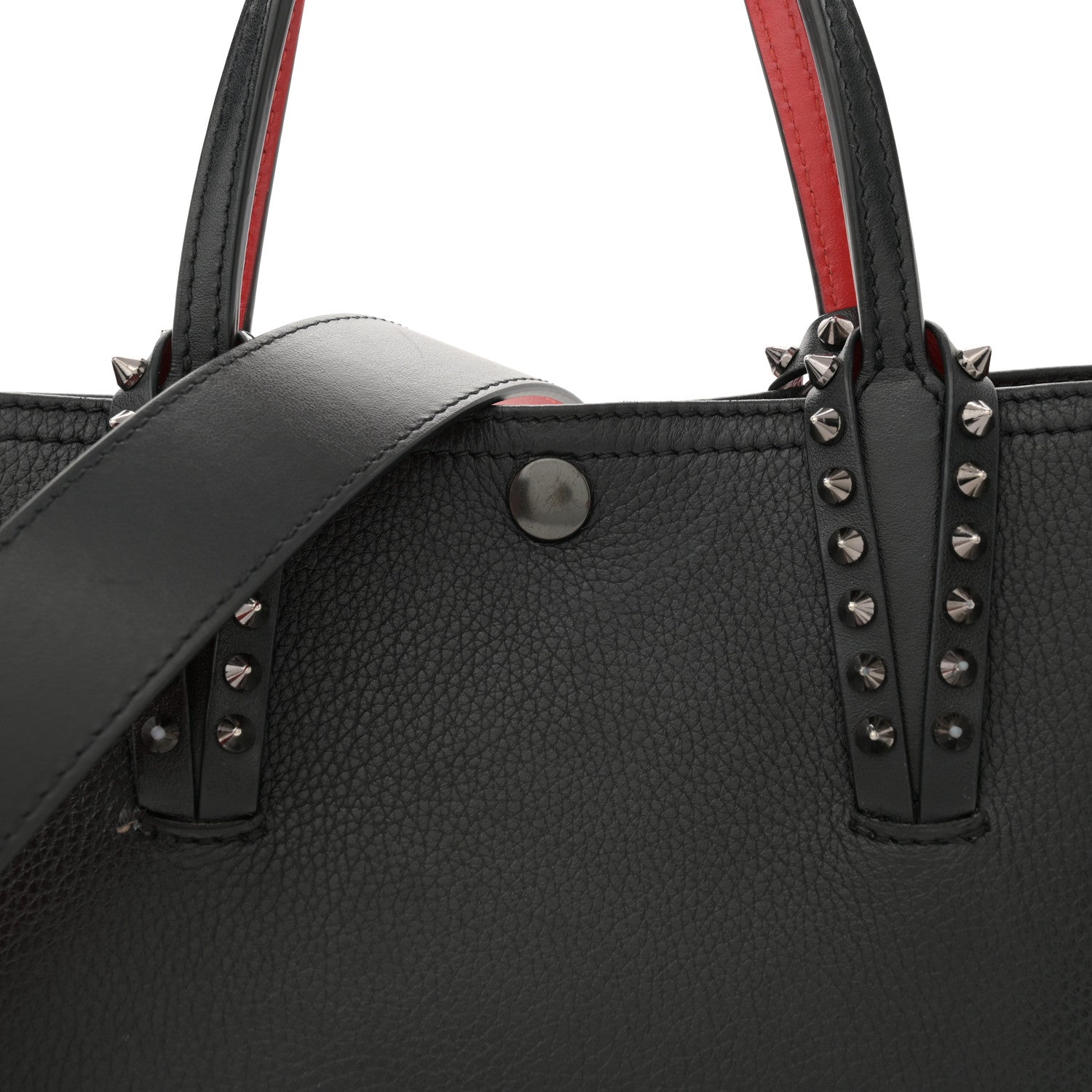 Christian Louboutin Calfskin Spikes Mini East West Cabata Tote Black 8 of 13