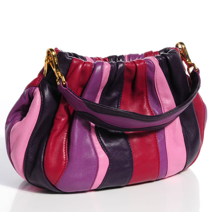 Prada Nappa Trembled Blossoms Stripes Crossbody Ibisco Viola 3 of 9