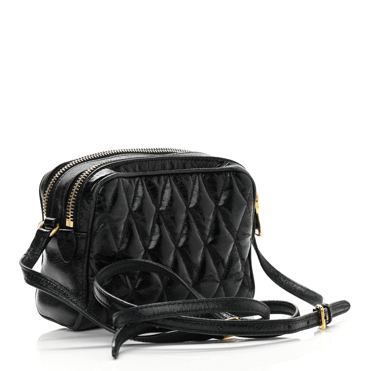 Vitello Shine Quilted Camera Bag Black