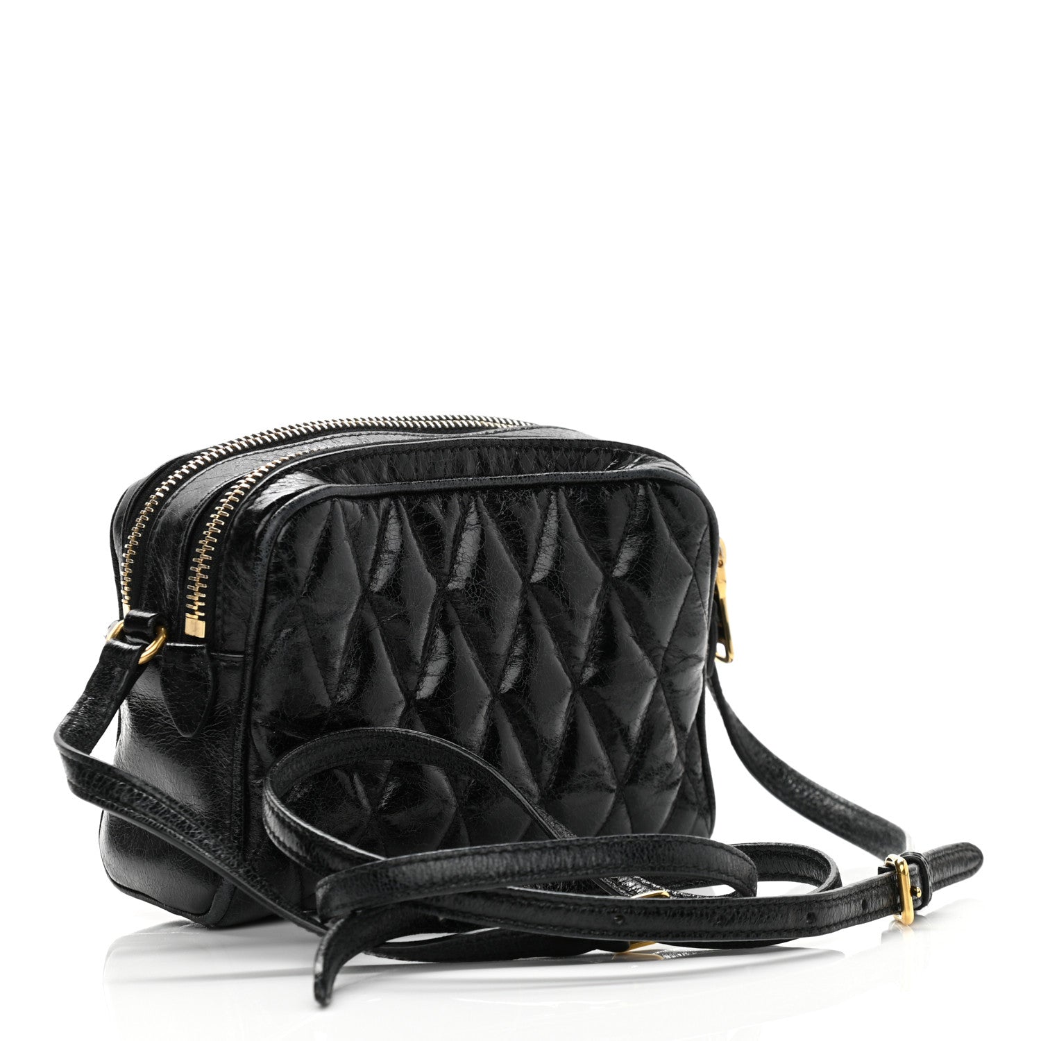 Miu Miu Vitello Shine Quilted Camera Bag Black 3 of 10