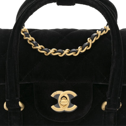 Chanel Velvet Quilted Mini Top Handle Flap Black 8 of 10