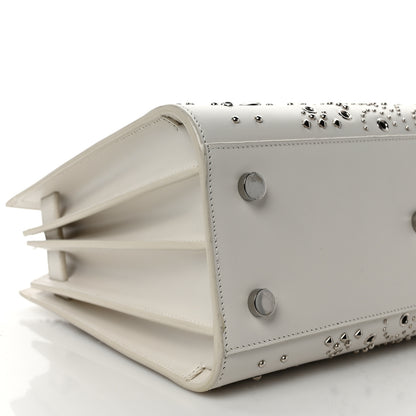 Saint Laurent Calfskin Perforated Studded Baby Sac De Jour White 8 of 10