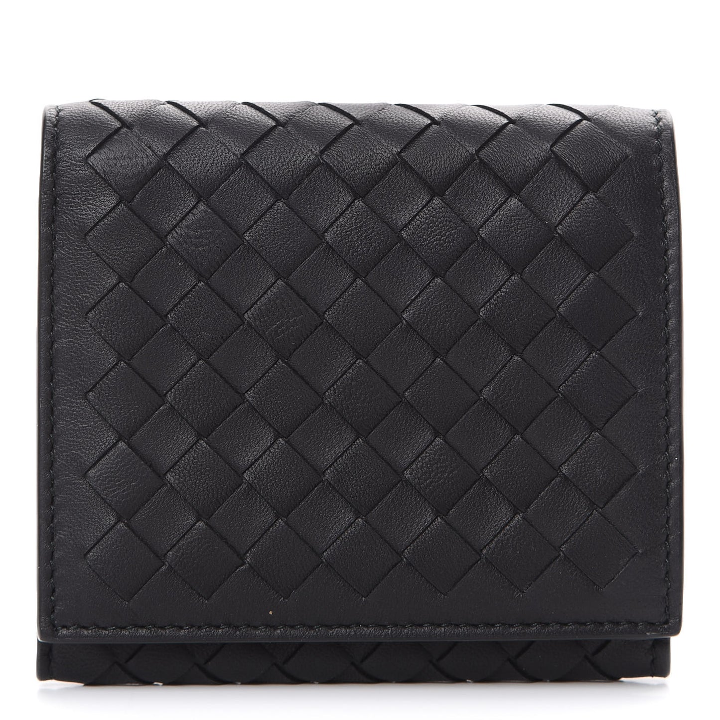 Nappa Intrecciato Tri-Fold Wallet Black