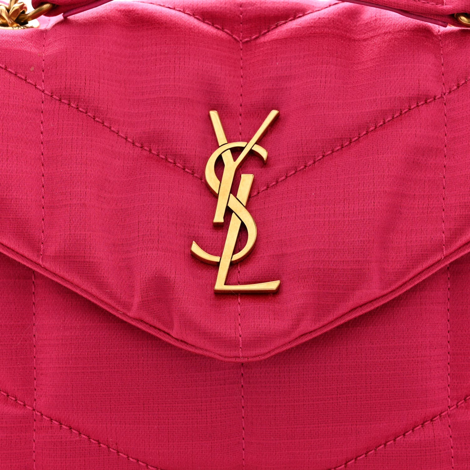 Saint Laurent Satin Quilted Toy Loulou Puffer Monogram Chain Satchel Guava Pink 8 of 11