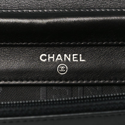 Chanel Lambskin Embossed Lax Wallet On Chain WOC Black 6 of 12