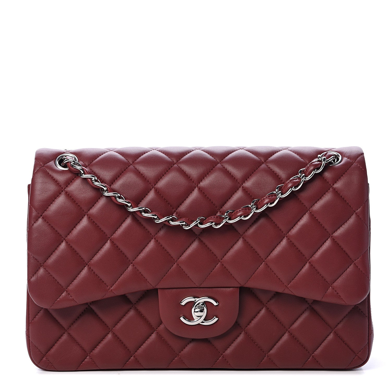 Chanel Lambskin Quilted Jumbo Double Flap Burgundy 1 of 13
