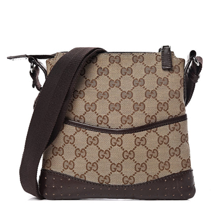 Gucci Monogram Calfskin Perforated Small Flat Messenger Bag Dark Brown 1 of 12