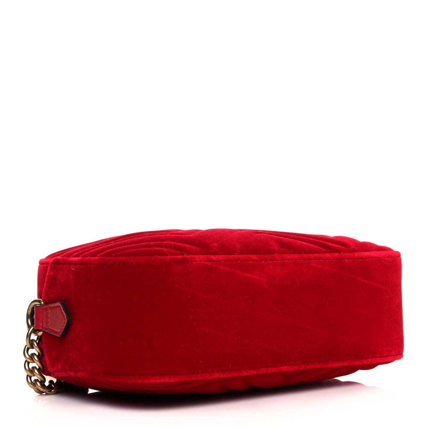 Velvet Matelasse Small GG Marmont Chain Shoulder Bag Hibiscus Red