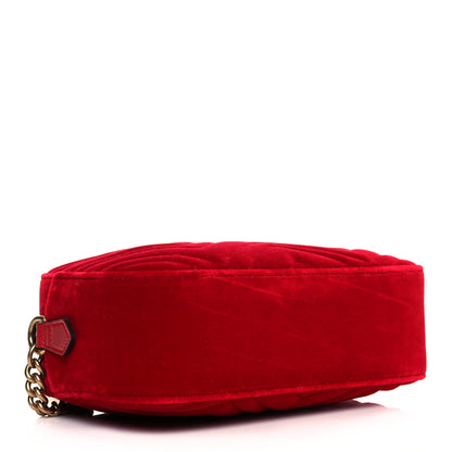 Gucci Velvet Matelasse Small GG Marmont Chain Shoulder Bag Hibiscus Red 4 of 12