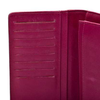 Chanel Lambskin Camellia Embossed Yen Wallet Fuchsia 9 of 11