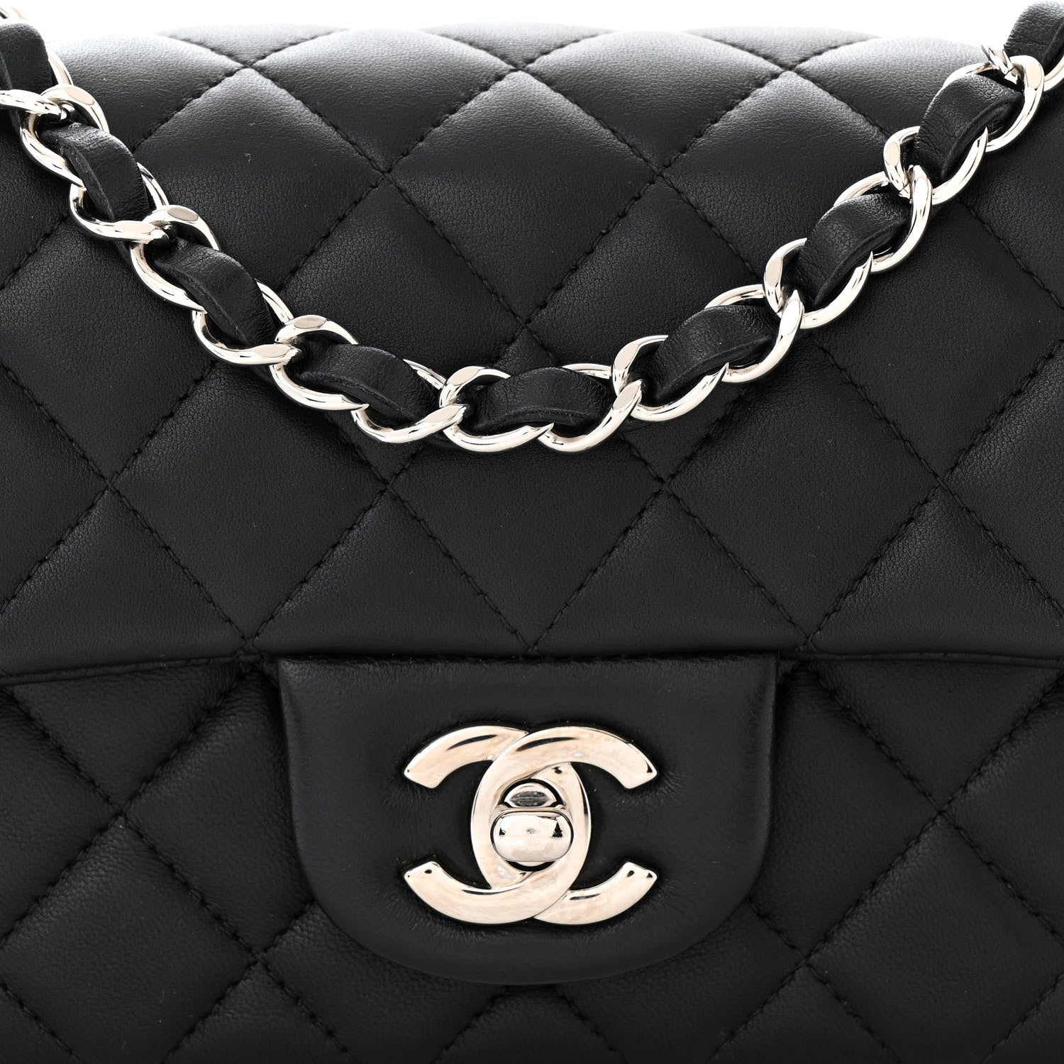 Chanel Lambskin Quilted Mini Rectangular Flap Black 8 of 10