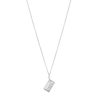 Tiffany Sterling Silver Diamond Envelope Pendant Necklace 1 of 5