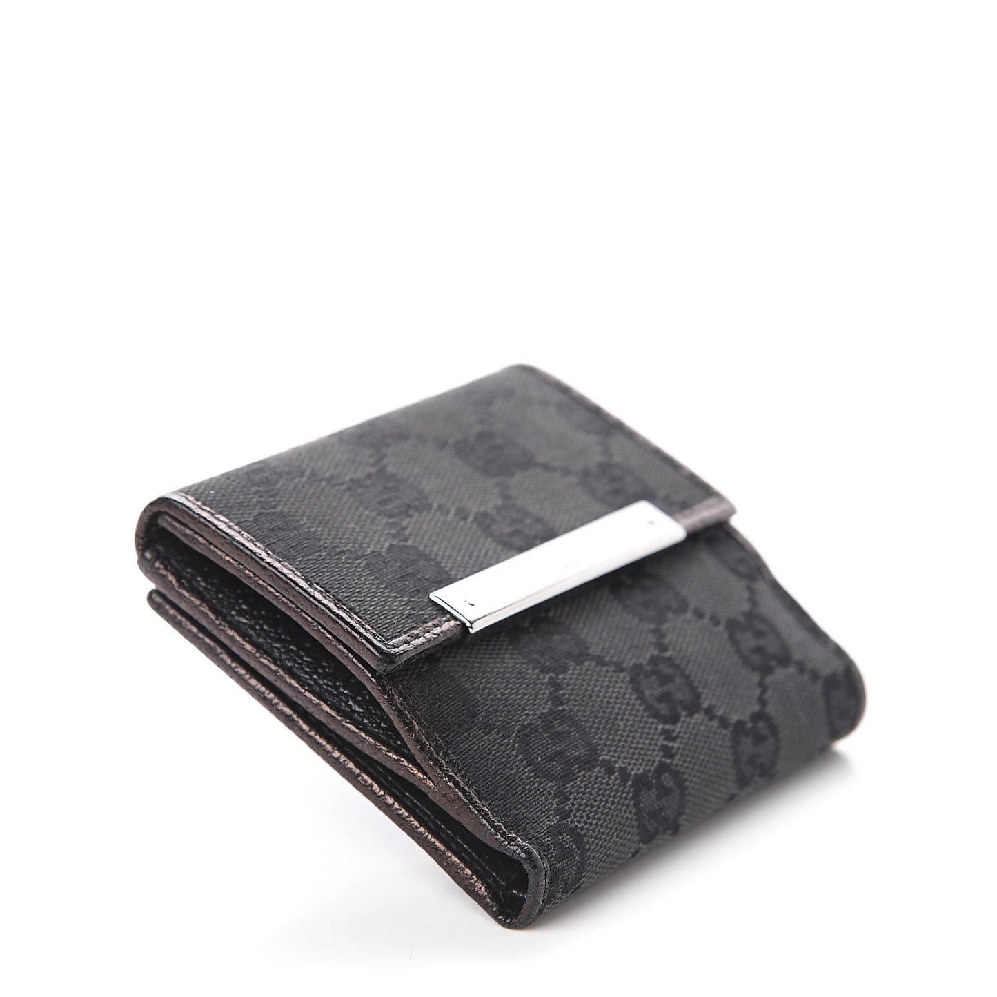 Monogram Metal Bar French Flap Wallet Black