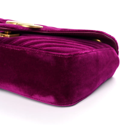 Gucci Velvet Matelasse Small GG Marmont Shoulder Bag Fuchsia Violet Cyclamen 10 of 10