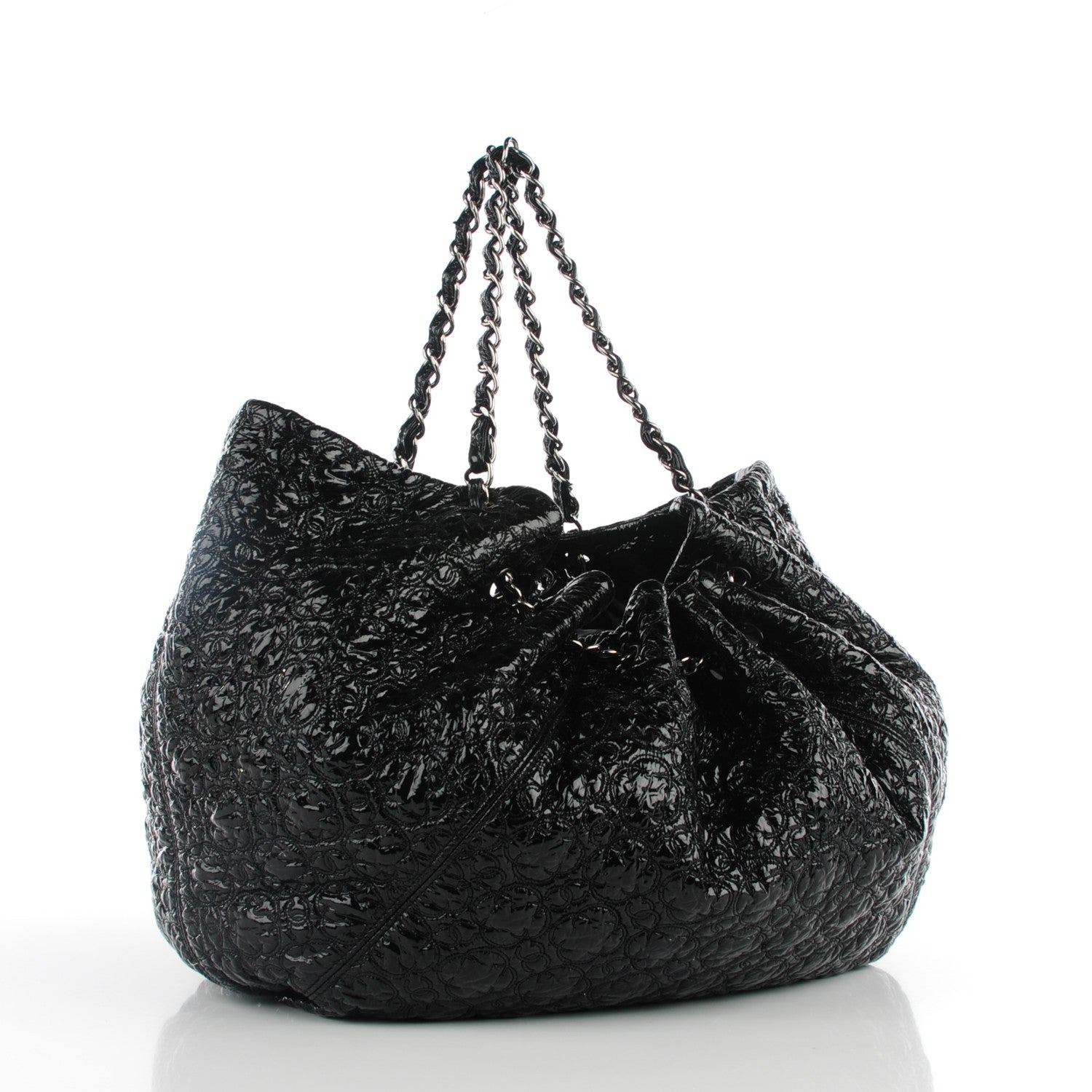 Chanel Vinyl Graphic Edge Tote Black 3 of 10