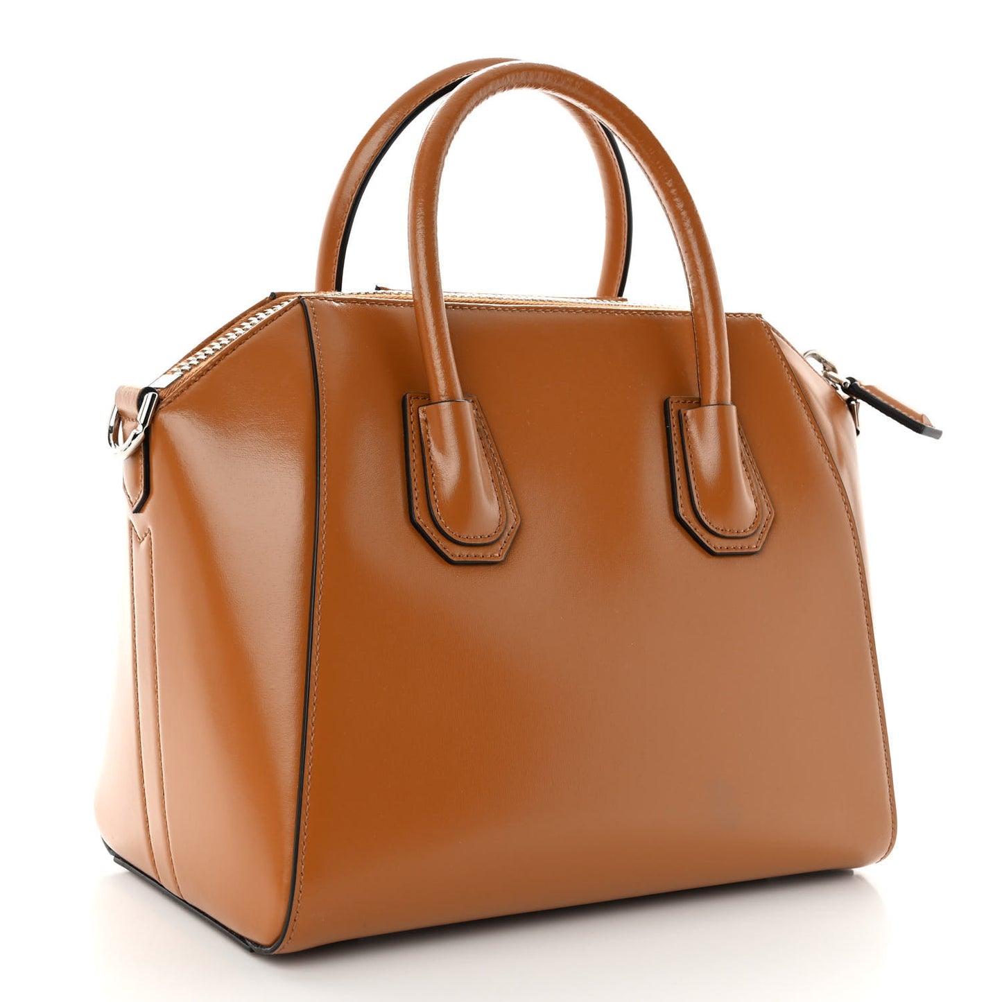 Shiny Lord Calfskin Small Antigona Camel