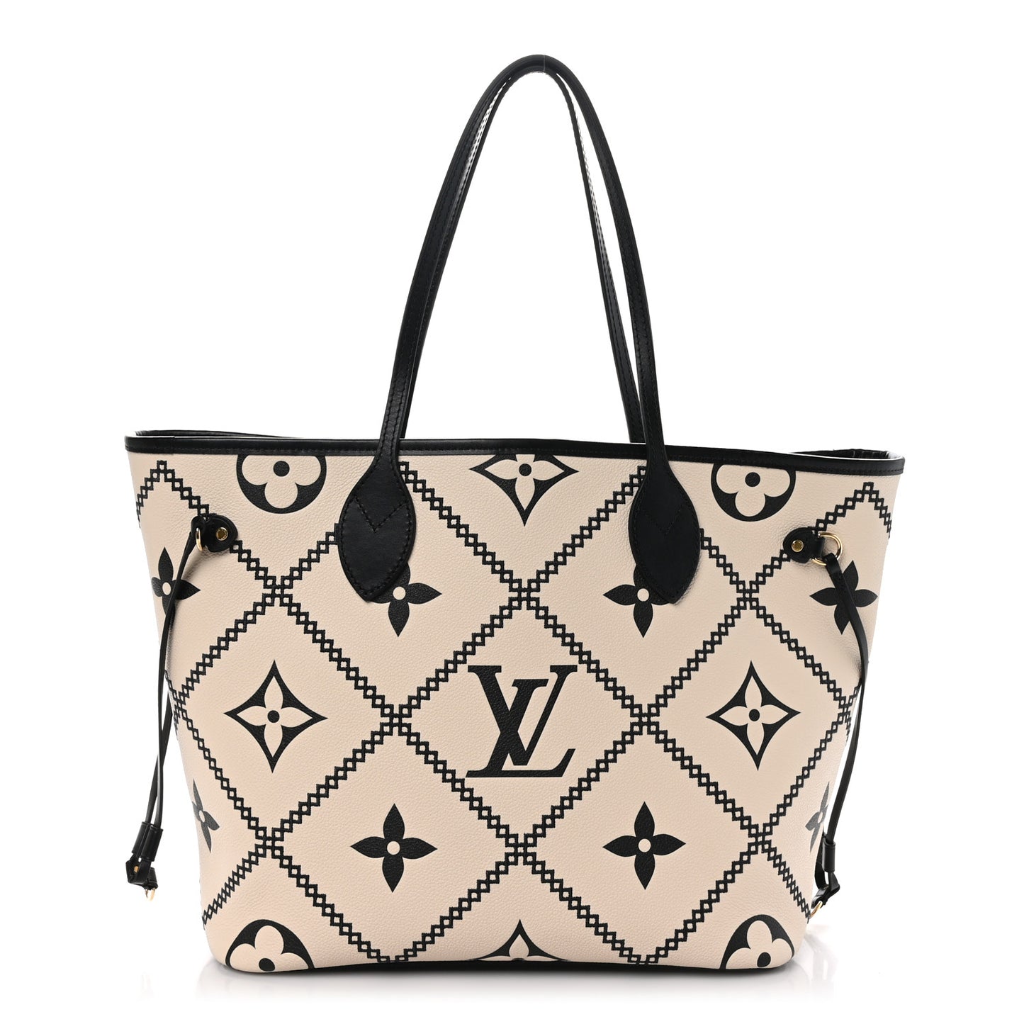 Empreinte Monogram Giant Broderies Neverfull MM Cream Black
