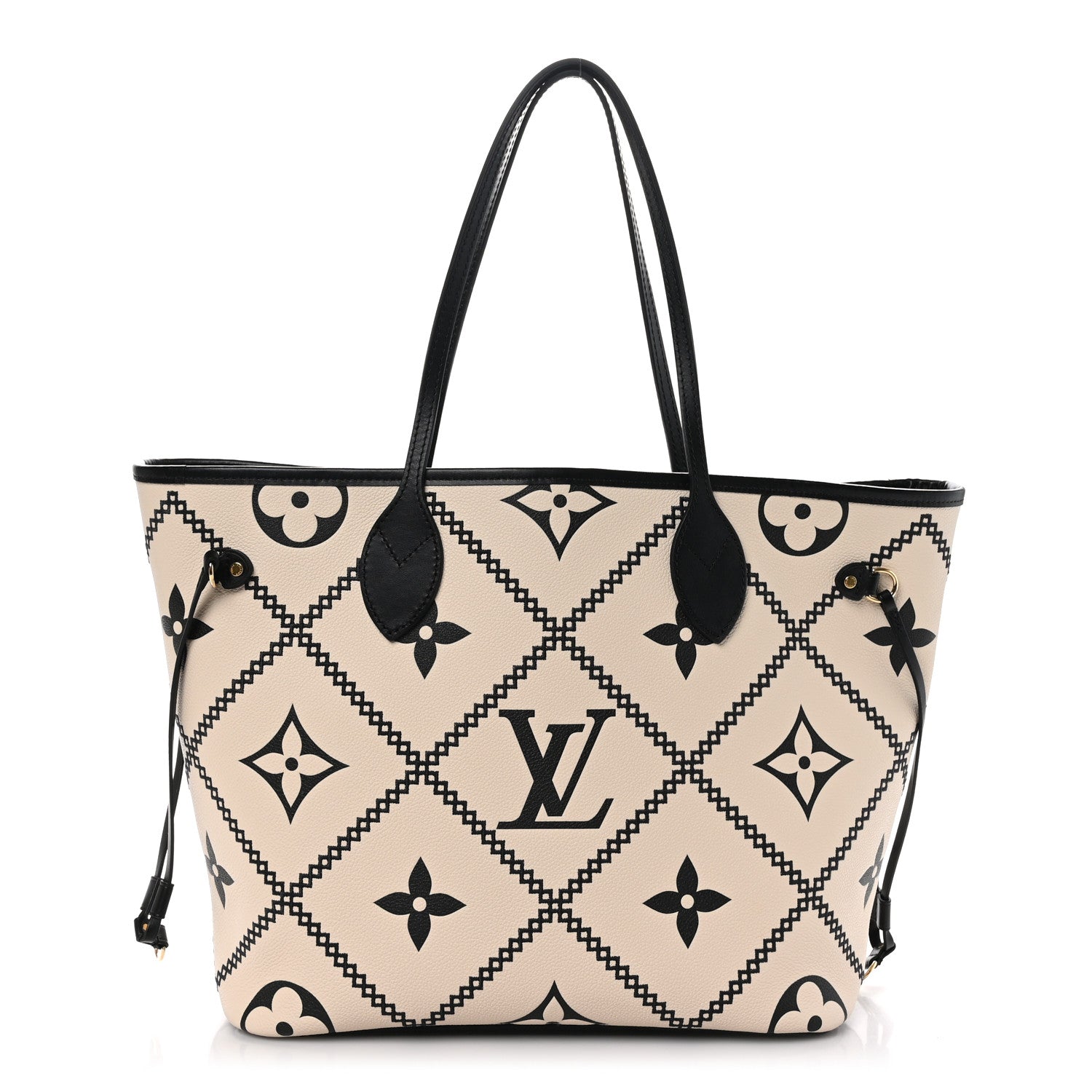 Louis Vuitton Empreinte Monogram Giant Broderies Neverfull MM Cream Black 1 of 9