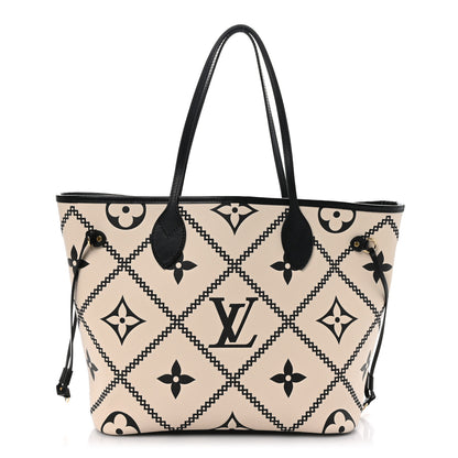 Louis Vuitton Empreinte Monogram Giant Broderies Neverfull MM Cream Black 1 of 9