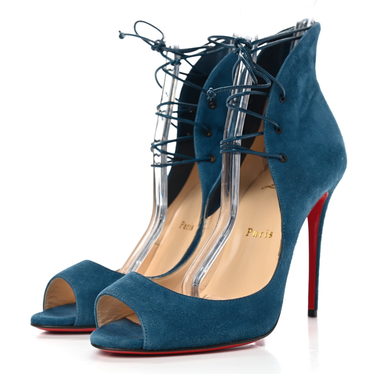 Christian Louboutin Suede Megavamp 100 Lace Up Pumps 37 Espadon 3 of 11