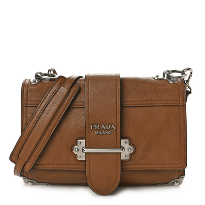 Prada Glace Calfskin Large Soft Cahier Bag Brown 1 of 12