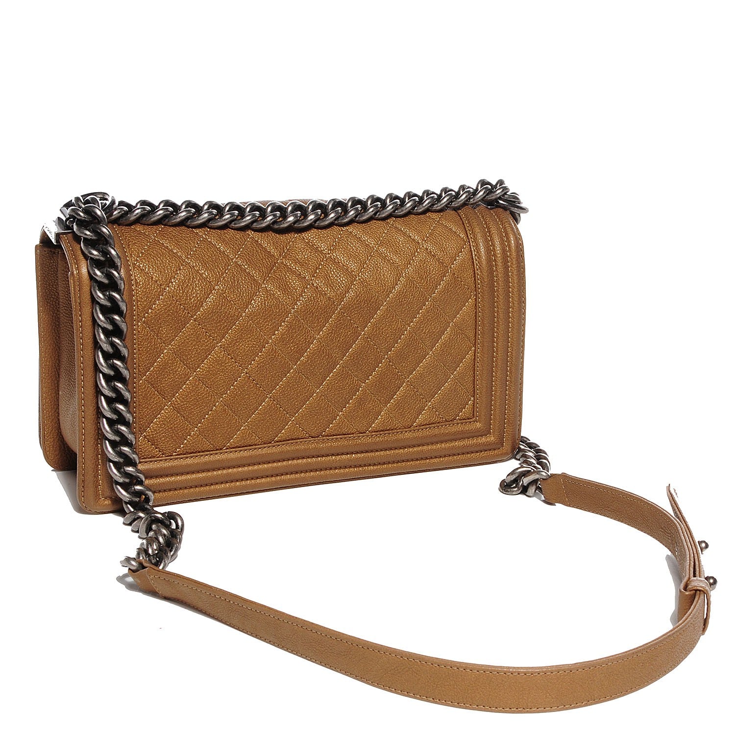 Chanel Metallic Calfskin Quilted Medium Boy Flap Dark Gold 3 of 7