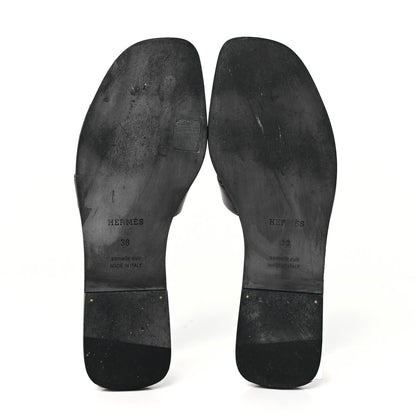 Hermes Box Calfskin Oran Sandals 38 Black 5 of 9
