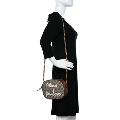 Gucci GG Supreme Monogram Blind For Love Embroidered Mini Chain Shoulder Bag Beige Tuscany 2 of 12