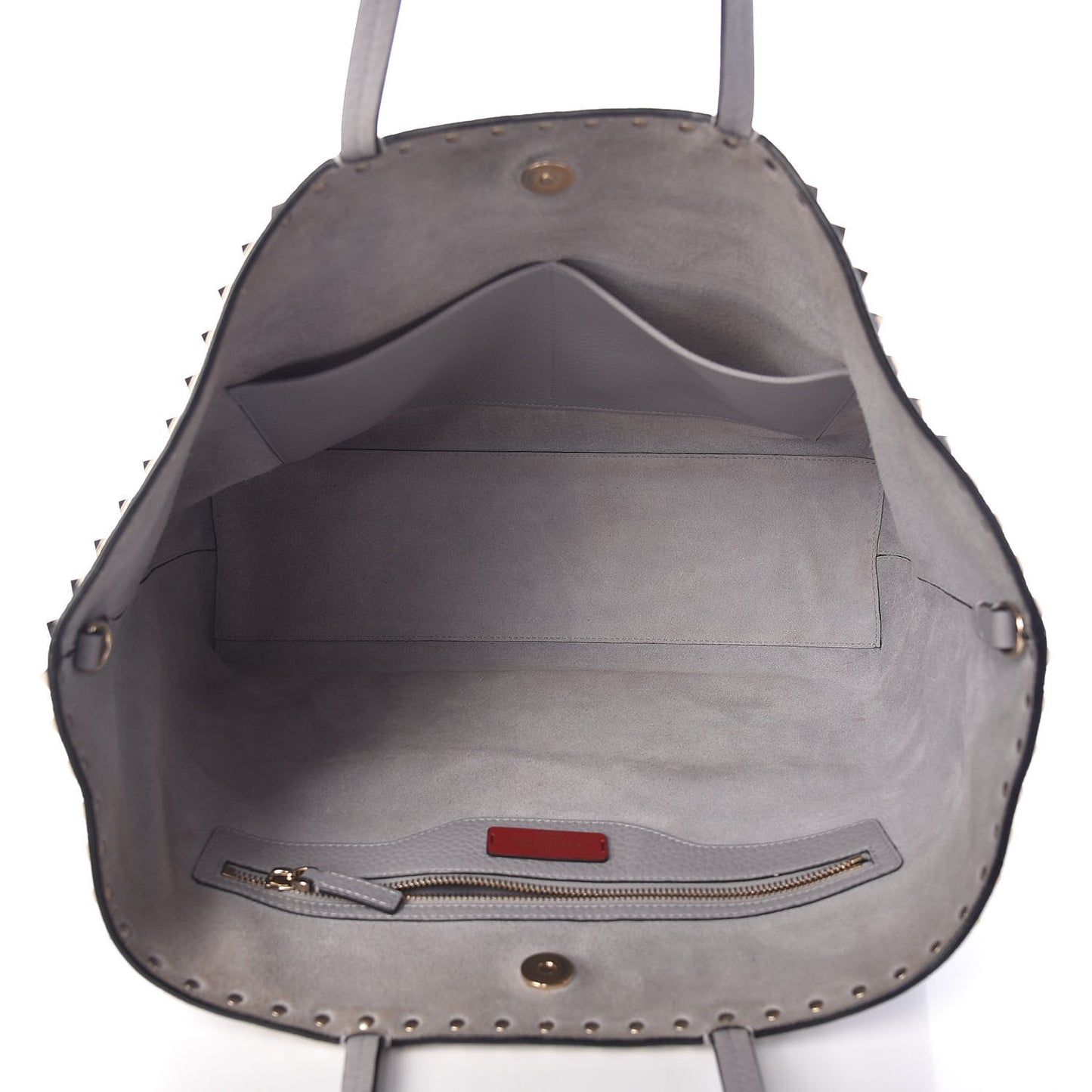 Grained Calfskin Rockstud Shoulder Tote Perla