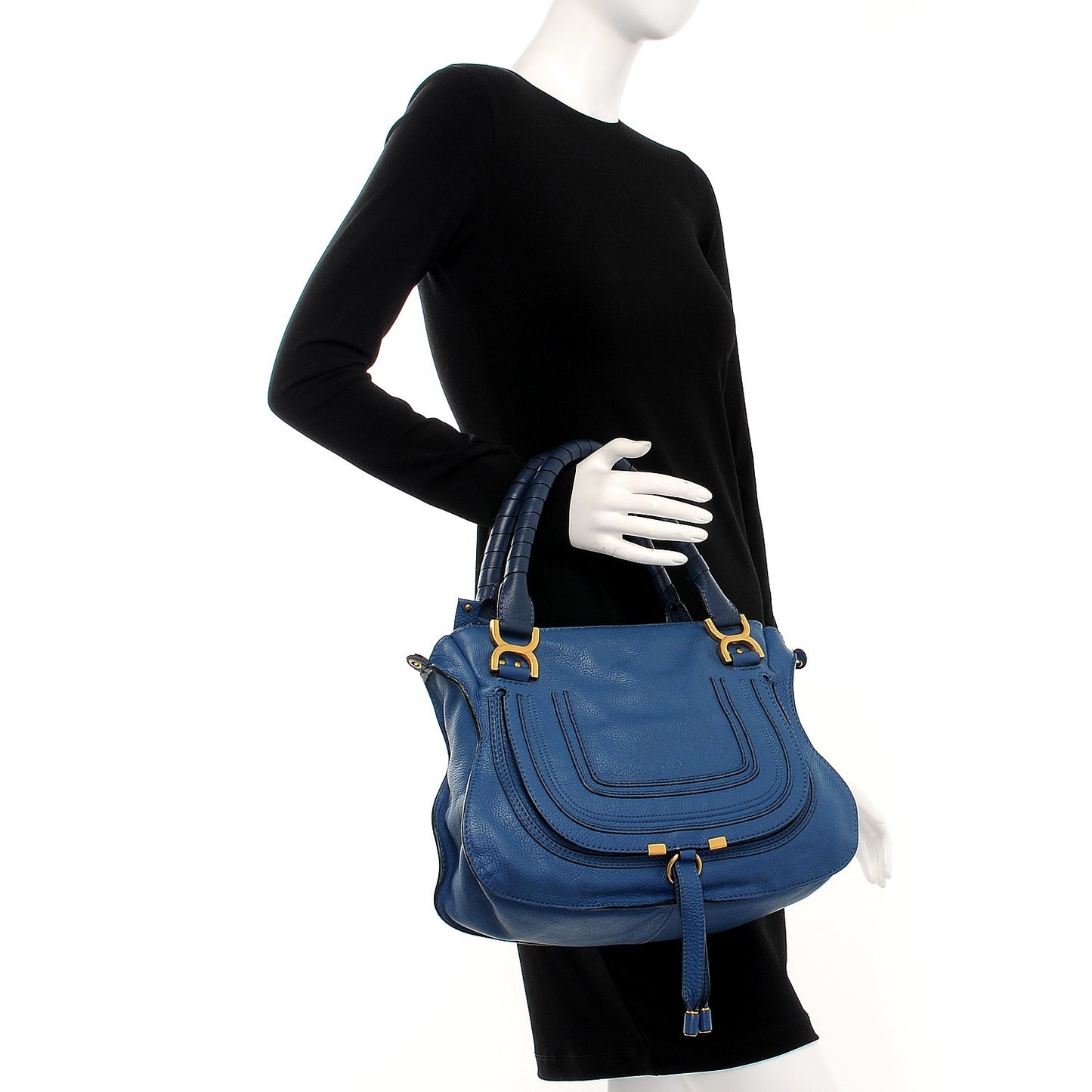 Calfskin Medium Marcie Satchel Factory Blue
