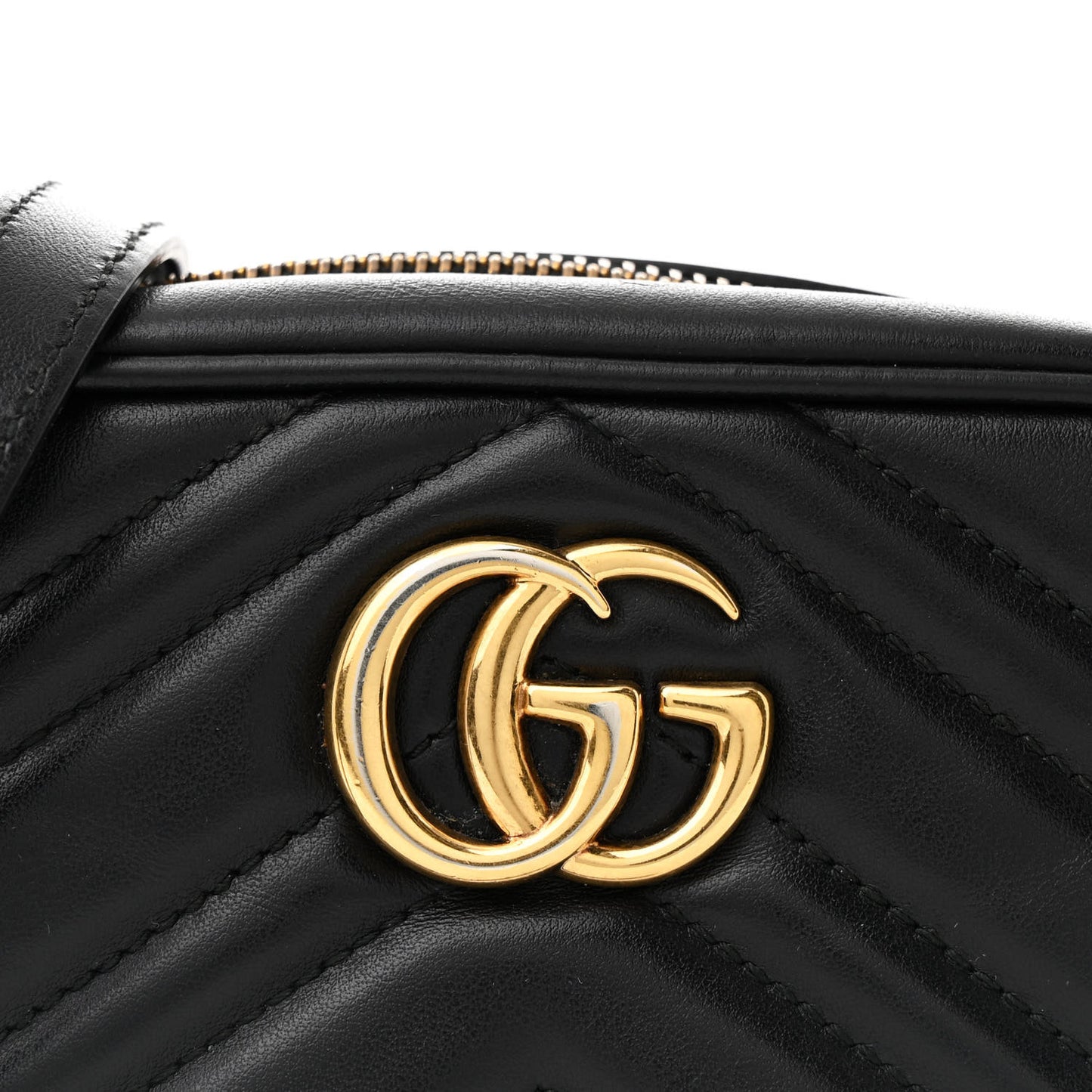 Calfskin Matelasse Mini GG Marmont Chain Shoulder Bag Black