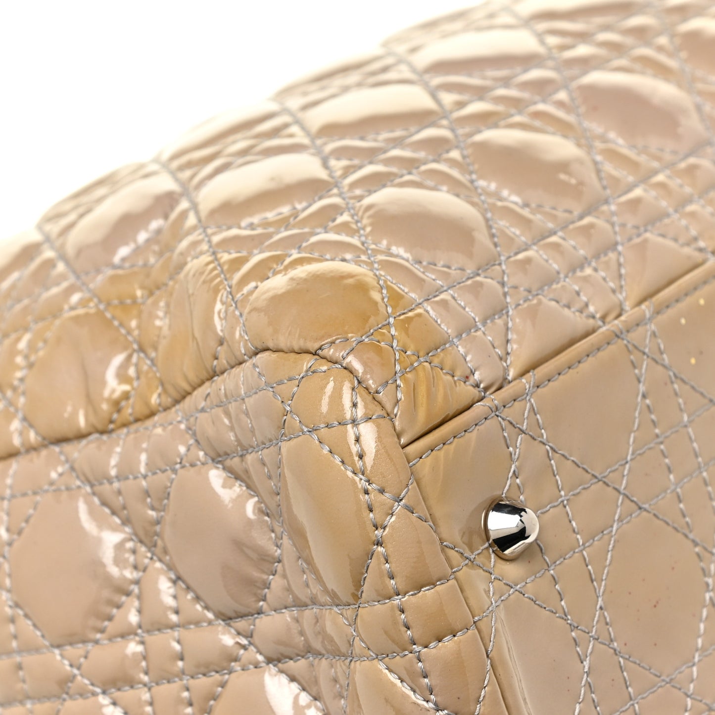 Patent Cannage Large Dior Soft Shopping Tote Beige