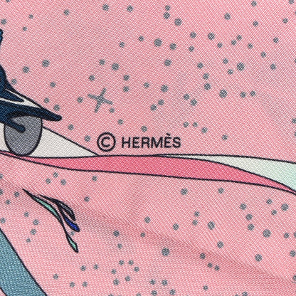 Hermes Silk Space Derby Twilly Rose Bleu Jaune 4 of 5