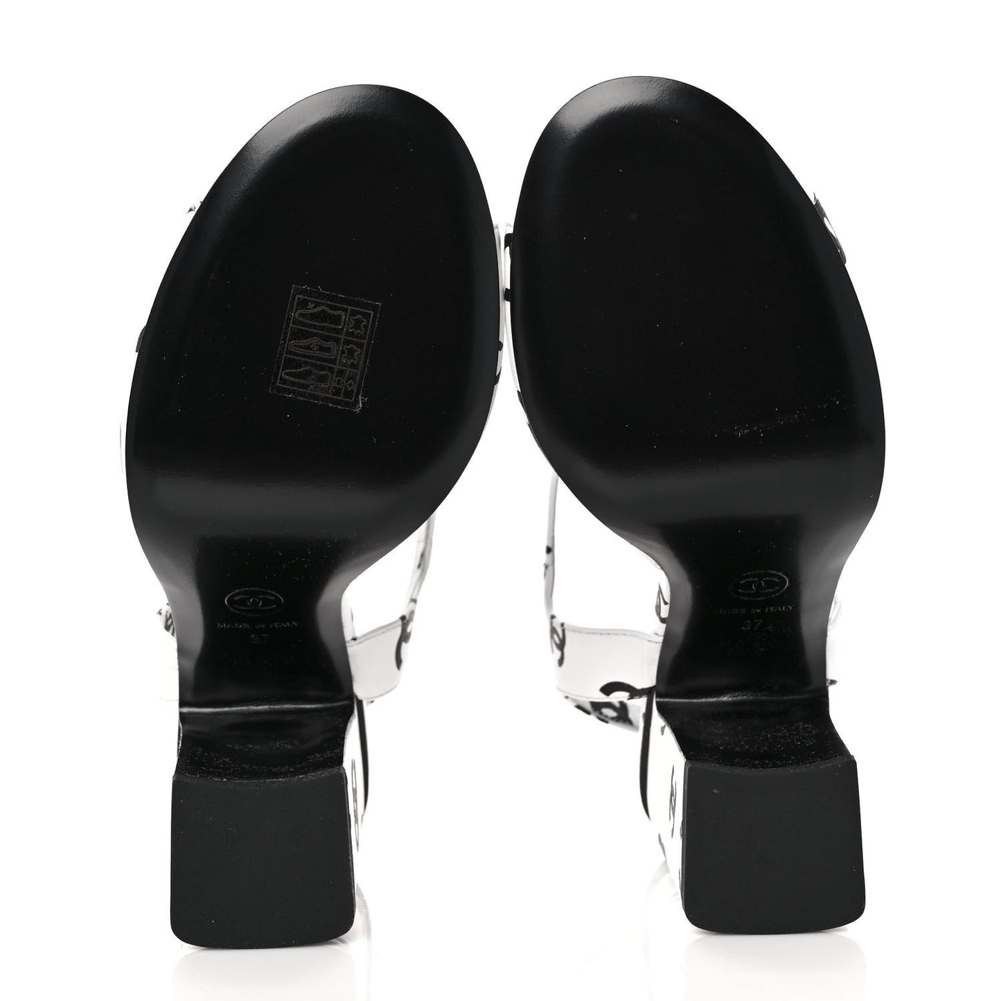 Lambskin Printed Coco Beach Sandals 37 White Black