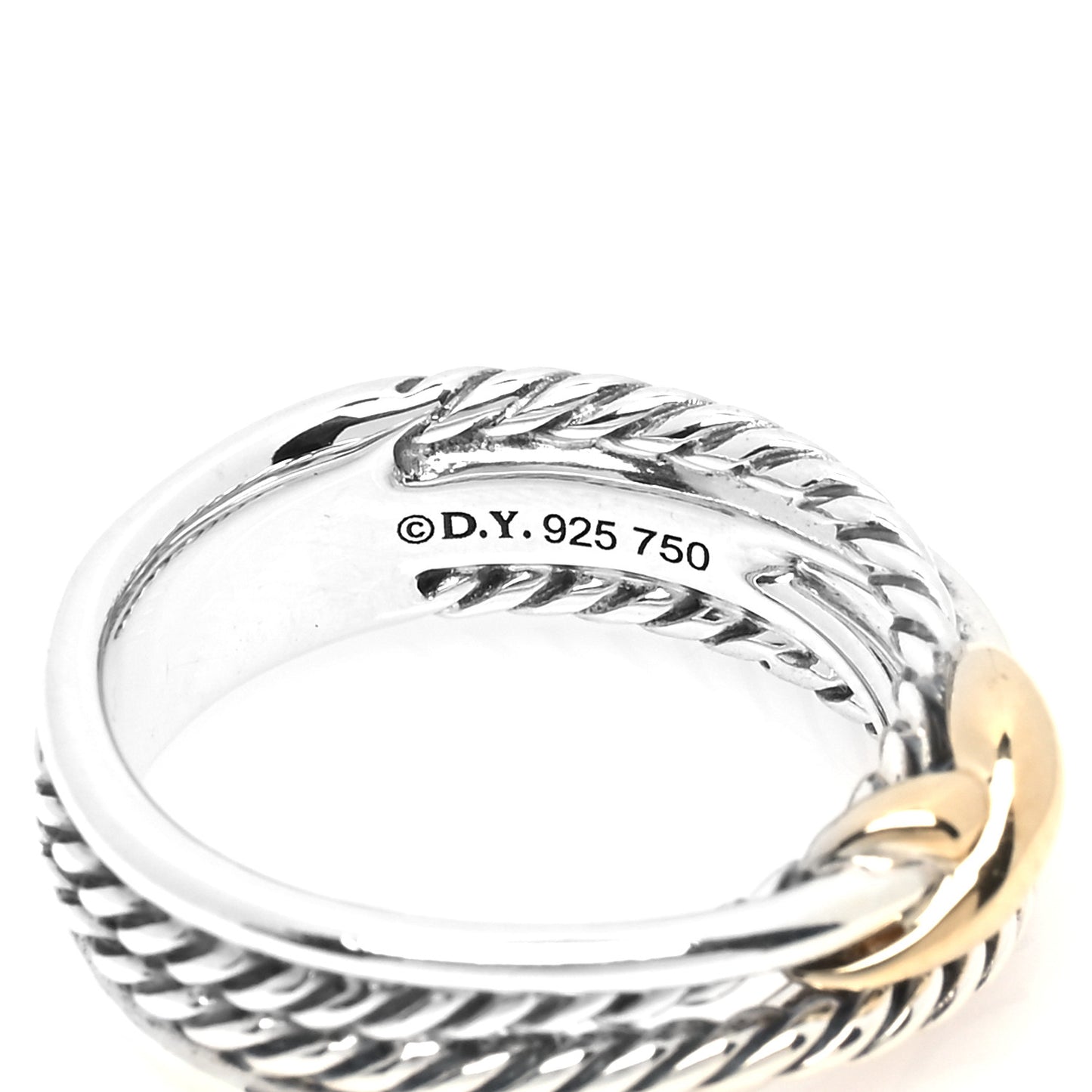 Sterling Silver 18K Yellow Gold 6mm X Crossover Ring 49 4.75