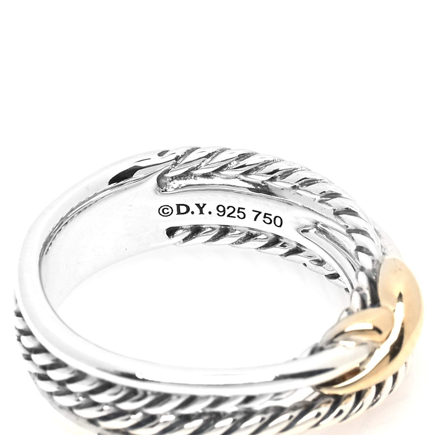 David Yurman Sterling Silver 18K Yellow Gold 6mm X Crossover Ring 49 4.75 4 of 5